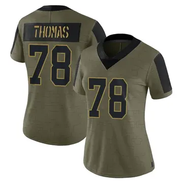 Nike Andrew Thomas Women's Limited New York Giants Olive 2021 Salute To Service Jersey