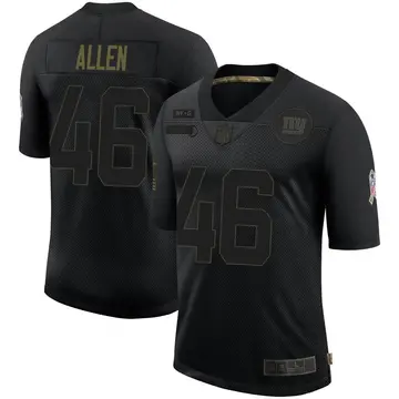 Nike Austin Allen Men's Limited New York Giants Black 2020 Salute To Service Retired Jersey