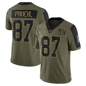 Nike Austin Proehl Men's Limited New York Giants Olive 2021 Salute To Service Jersey