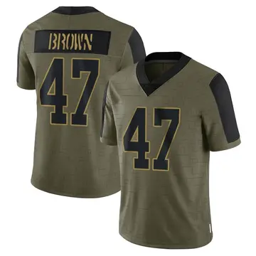 Nike Cam Brown Men's Limited New York Giants Olive 2021 Salute To Service Jersey