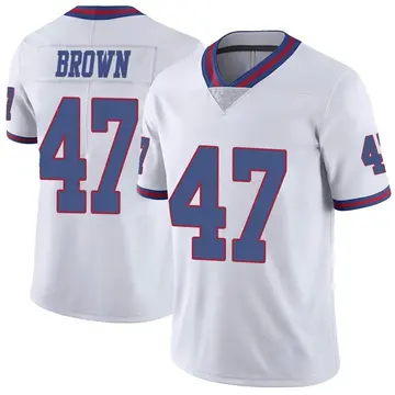 Nike Cam Brown Men's Limited New York Giants White Color Rush Jersey
