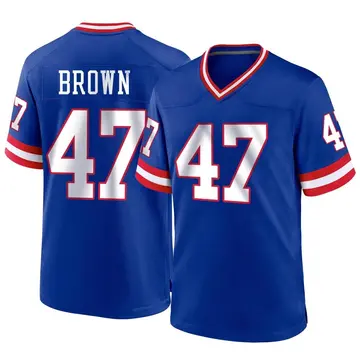 Nike Cam Brown Youth Game New York Giants Royal Classic Jersey