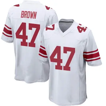 Nike Cam Brown Youth Game New York Giants White Jersey