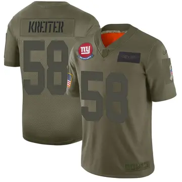 Nike Casey Kreiter Men's Limited New York Giants Camo 2019 Salute to Service Jersey