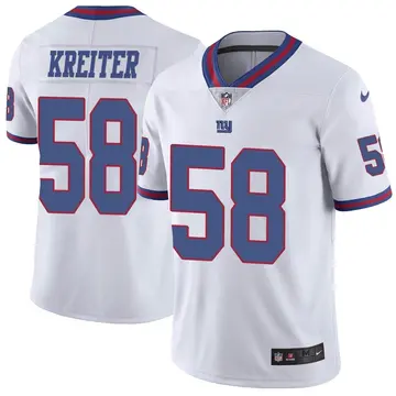 Nike Casey Kreiter Men's Limited New York Giants White Color Rush Jersey
