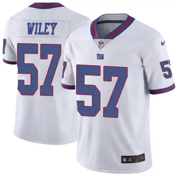 Nike Chuck Wiley Men's Limited New York Giants White Color Rush Jersey