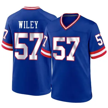 Nike Chuck Wiley Youth Game New York Giants Royal Classic Jersey