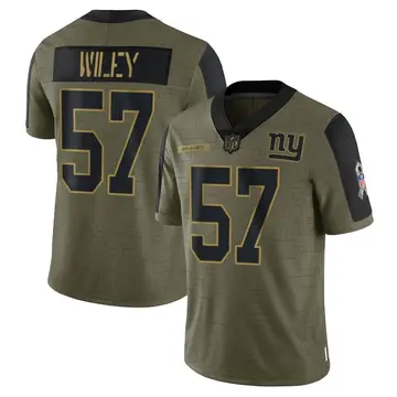 Nike Chuck Wiley Youth Limited New York Giants Olive 2021 Salute To Service Jersey