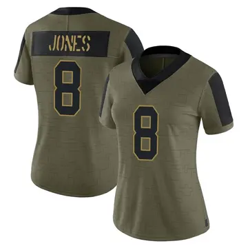 Nike Daniel Jones Women's Limited New York Giants Olive 2021 Salute To Service Jersey