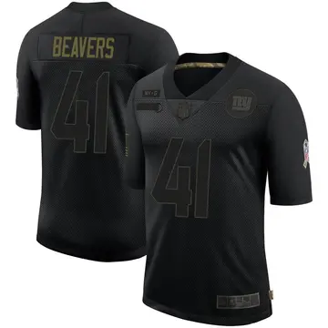 Nike Darrian Beavers Men's Limited New York Giants Black 2020 Salute To Service Retired Jersey