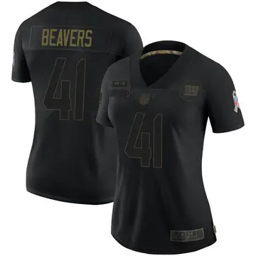 Nike Darrian Beavers Women's Limited New York Giants Black 2020 Salute To Service Jersey