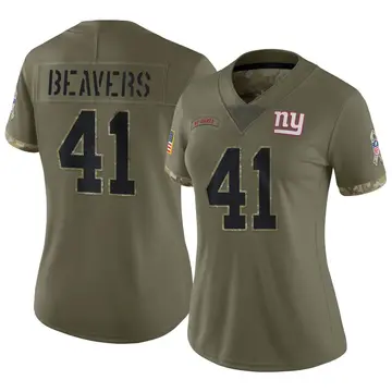 Nike Darrian Beavers Women's Limited New York Giants Olive 2022 Salute To Service Jersey