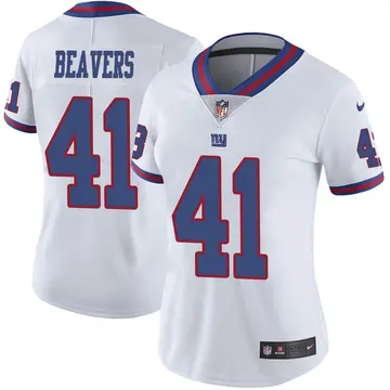 Nike Darrian Beavers Women's Limited New York Giants White Color Rush Jersey