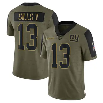 Nike David Sills V Men's Limited New York Giants Olive 2021 Salute To Service Jersey