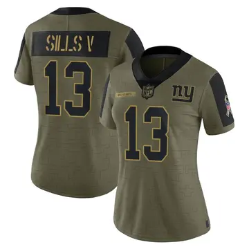 Nike David Sills V Women's Limited New York Giants Olive 2021 Salute To Service Jersey