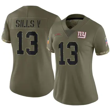 Nike David Sills V Women's Limited New York Giants Olive 2022 Salute To Service Jersey
