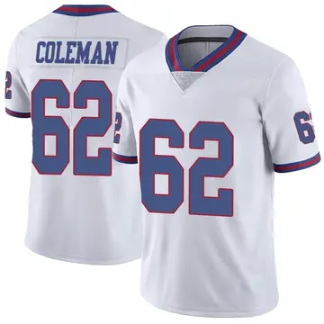 Nike Davon Coleman Men's Limited New York Giants White Color Rush Jersey
