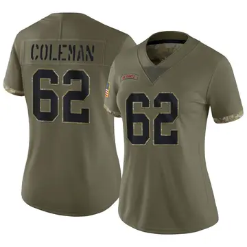 Nike Davon Coleman Women's Limited New York Giants Olive 2022 Salute To Service Jersey
