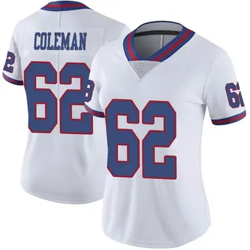 Nike Davon Coleman Women's Limited New York Giants White Color Rush Jersey