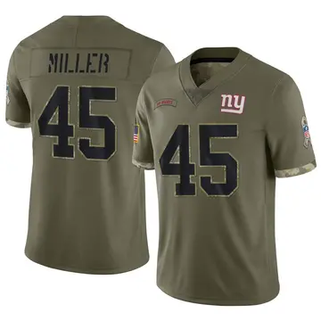 Nike Dre Miller Men's Limited New York Giants Olive 2022 Salute To Service Jersey