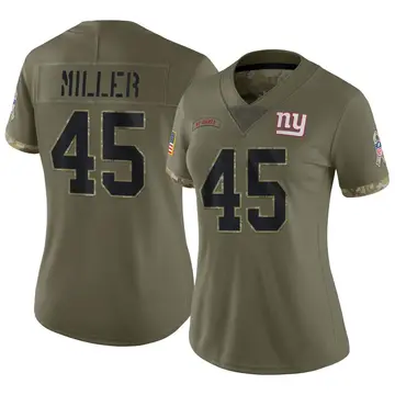 Nike Dre Miller Women's Limited New York Giants Olive 2022 Salute To Service Jersey