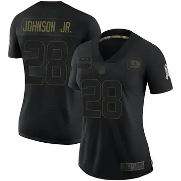 Nike Dwayne Johnson Jr. Women's Limited New York Giants Black 2020 Salute To Service Jersey