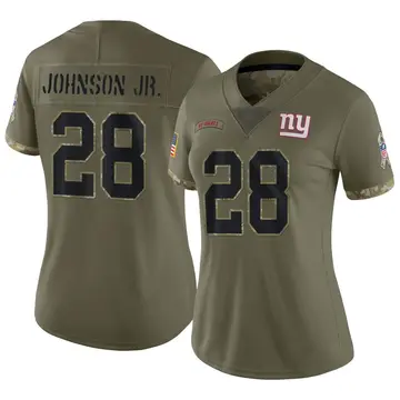 Nike Dwayne Johnson Jr. Women's Limited New York Giants Olive 2022 Salute To Service Jersey