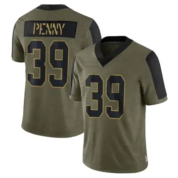 Nike Elijhaa Penny Men's Limited New York Giants Olive 2021 Salute To Service Jersey