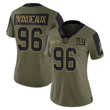 Nike Henry Mondeaux Women's Limited New York Giants Olive 2021 Salute To Service Jersey