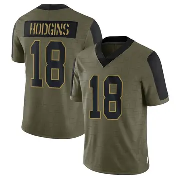 Nike Isaiah Hodgins Men's Limited New York Giants Olive 2021 Salute To Service Jersey