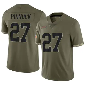 Nike Jason Pinnock Men's Limited New York Giants Olive 2022 Salute To Service Jersey
