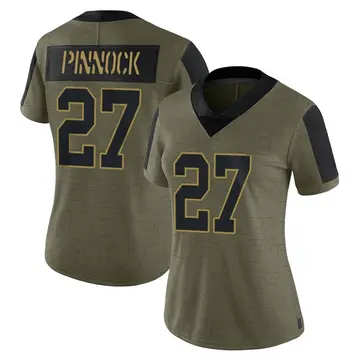 Nike Jason Pinnock Women's Limited New York Giants Olive 2021 Salute To Service Jersey