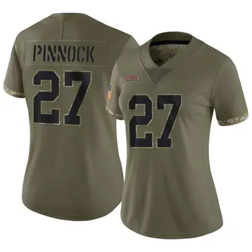Nike Jason Pinnock Women's Limited New York Giants Olive 2022 Salute To Service Jersey