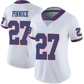 Nike Jason Pinnock Women's Limited New York Giants White Color Rush Jersey