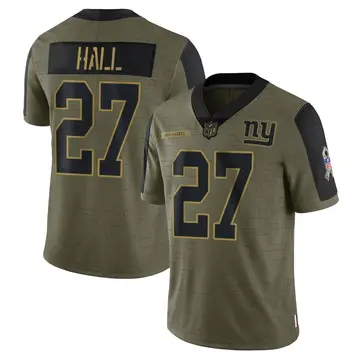 Nike Jeremiah Hall Men's Limited New York Giants Olive 2021 Salute To Service Jersey
