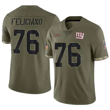 Nike Jon Feliciano Men's Limited New York Giants Olive 2022 Salute To Service Jersey