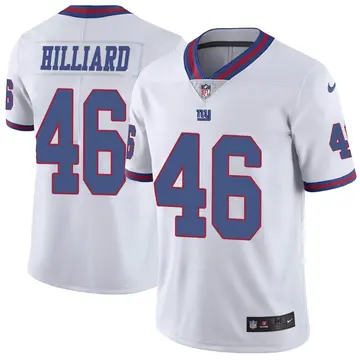 Nike Justin Hilliard Men's Limited New York Giants White Color Rush Jersey