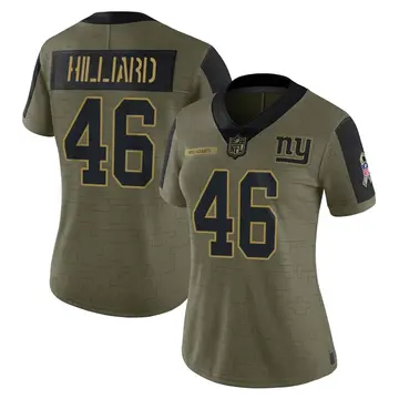 Nike Justin Hilliard Women's Limited New York Giants Olive 2021 Salute To Service Jersey