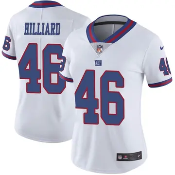 Nike Justin Hilliard Women's Limited New York Giants White Color Rush Jersey