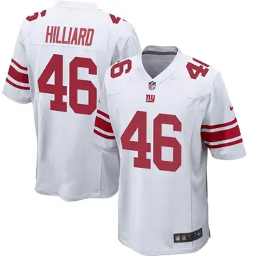 Nike Justin Hilliard Youth Game New York Giants White Jersey