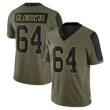 Nike Mark Glowinski Men's Limited New York Giants Olive 2021 Salute To Service Jersey