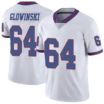 Nike Mark Glowinski Men's Limited New York Giants White Color Rush Jersey