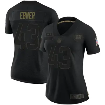 Nike Nate Ebner Women's Limited New York Giants Black 2020 Salute To Service Jersey