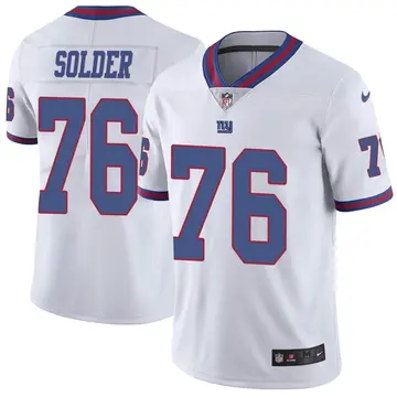 Nike Nate Solder Men's Limited New York Giants White Color Rush Jersey