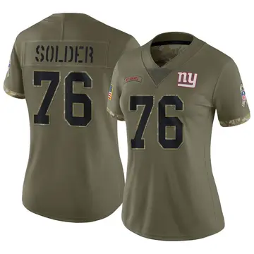 Nike Nate Solder Women's Limited New York Giants Olive 2022 Salute To Service Jersey