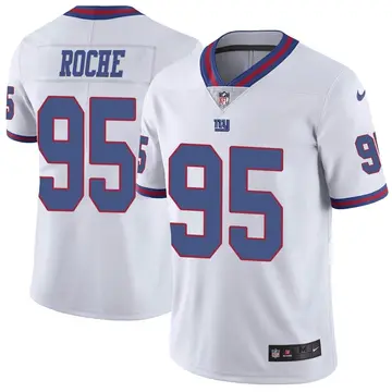 Nike Quincy Roche Men's Limited New York Giants White Color Rush Jersey
