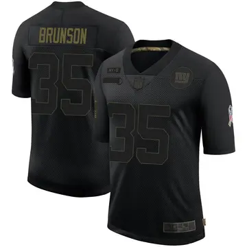 Nike TJ Brunson Men's Limited New York Giants Black 2020 Salute To Service Retired Jersey