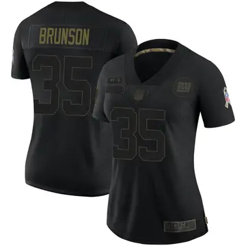 Nike TJ Brunson Women's Limited New York Giants Black 2020 Salute To Service Jersey