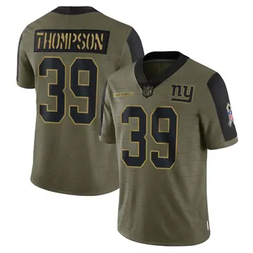 Nike Trenton Thompson Men's Limited New York Giants Olive 2021 Salute To Service Jersey